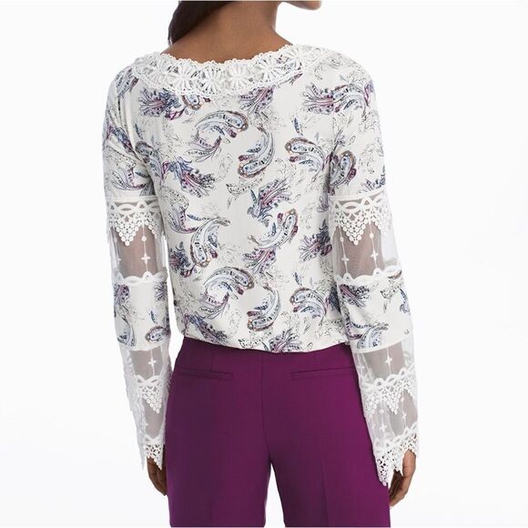 WHBM Long Sleeve Boho Lace-Up Blouse - Picture 2 of 11